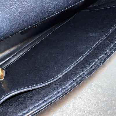 Dior Small Caro Flap Bag in Black Grained Calfskin GHW