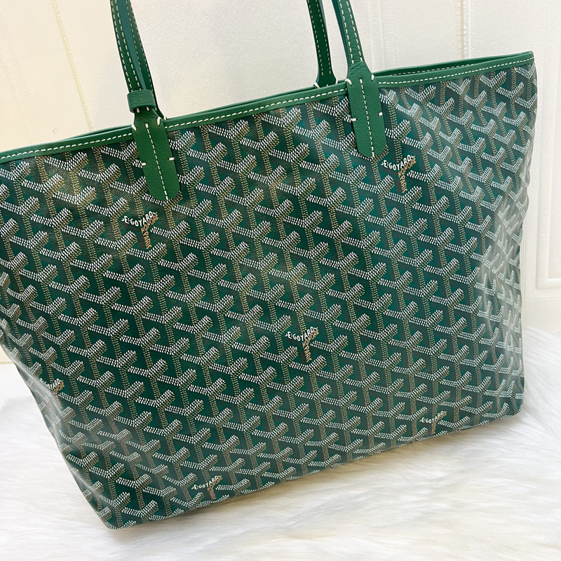 Goyard Saint Louis PM Tote in Green Signature Goyardine Canvas