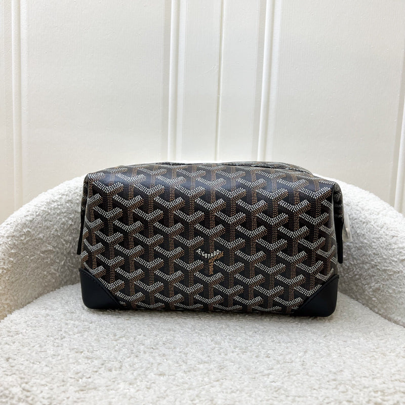 Goyard Bowling 25 Toiletry Pouch / Bag in Black Signature Goyardine Canvas and Black Leather