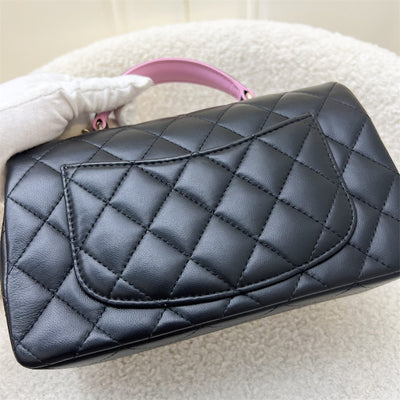 Chanel Top Handle Mini Rectangle Flap in Black and Pink Lambskin LGHW