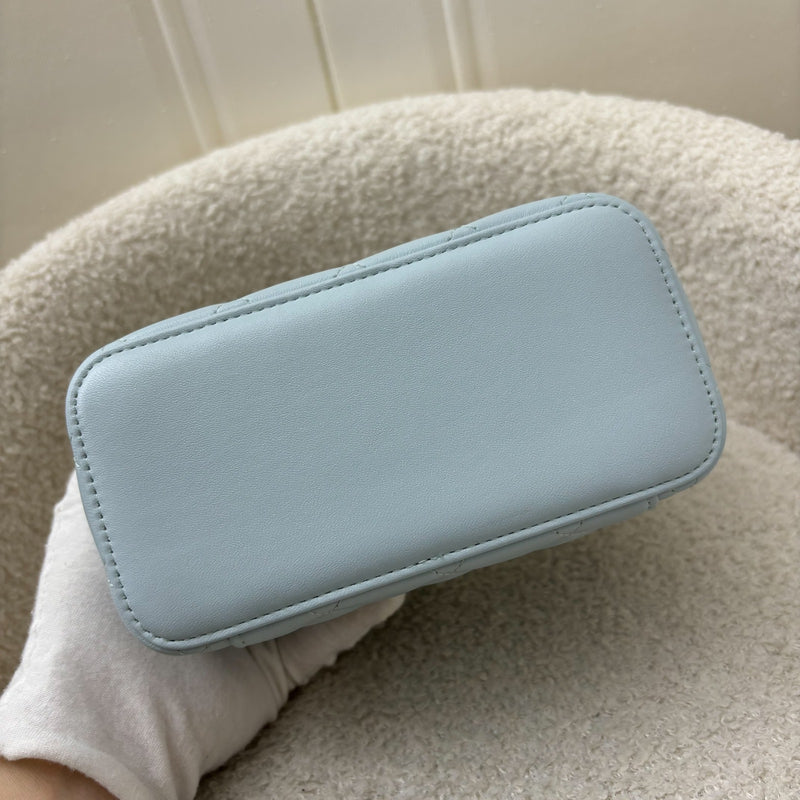 Chanel Classic Top Handle Small Vanity in 21K Baby Blue Lambskin LGHW