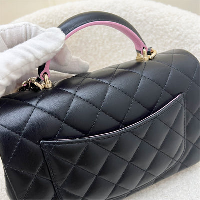 Chanel Top Handle Mini Rectangle Flap in Black and Pink Lambskin LGHW