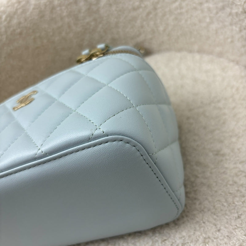 Chanel Classic Top Handle Small Vanity in 21K Baby Blue Lambskin LGHW