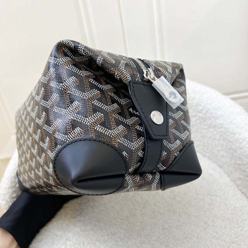Goyard Bowling 25 Toiletry Pouch / Bag in Black Signature Goyardine Canvas and Black Leather