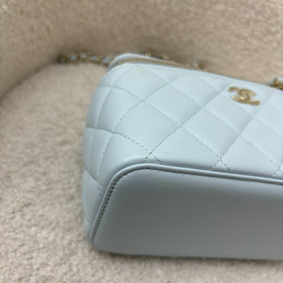 Chanel Classic Top Handle Small Vanity in 21K Baby Blue Lambskin LGHW