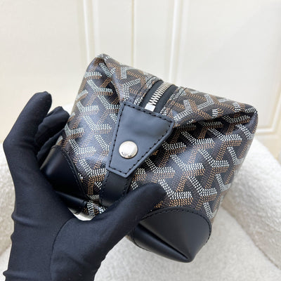 Goyard Bowling 25 Toiletry Pouch / Bag in Black Signature Goyardine Canvas and Black Leather
