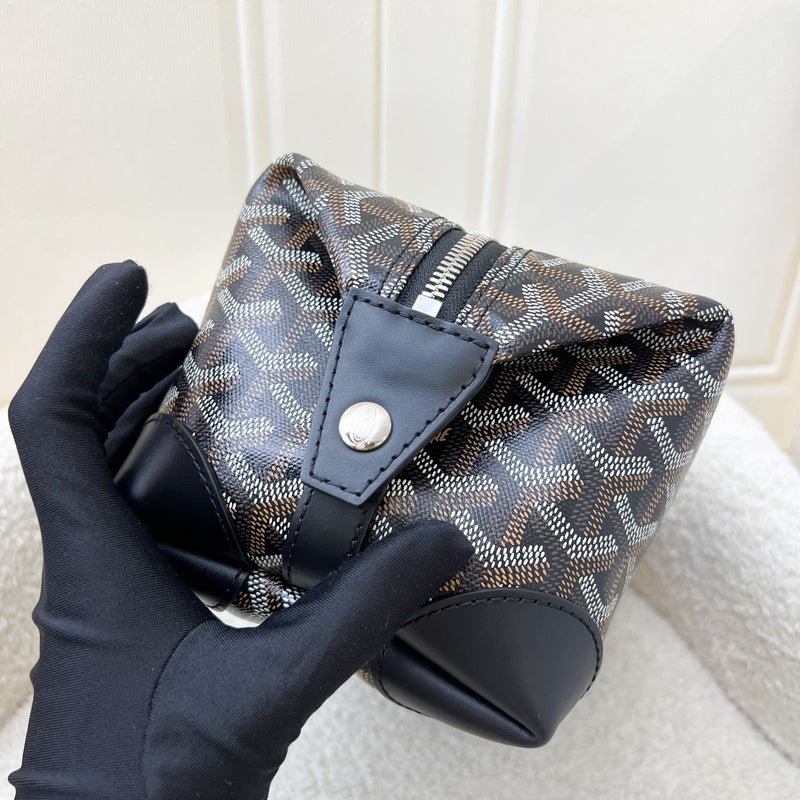 Goyard Bowling 25 Toiletry Pouch / Bag in Black Signature Goyardine Canvas and Black Leather