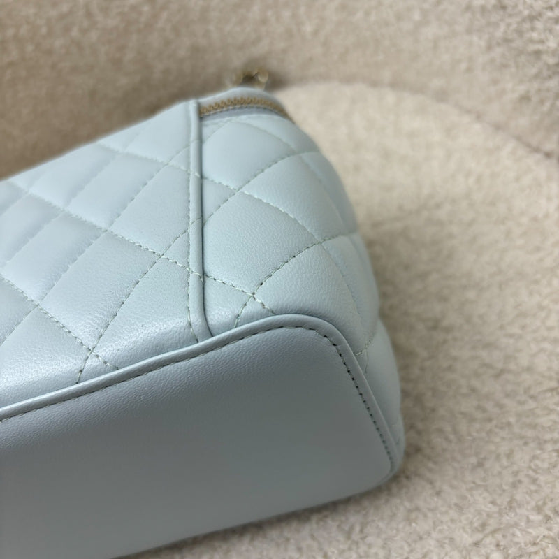 Chanel Classic Top Handle Small Vanity in 21K Baby Blue Lambskin LGHW