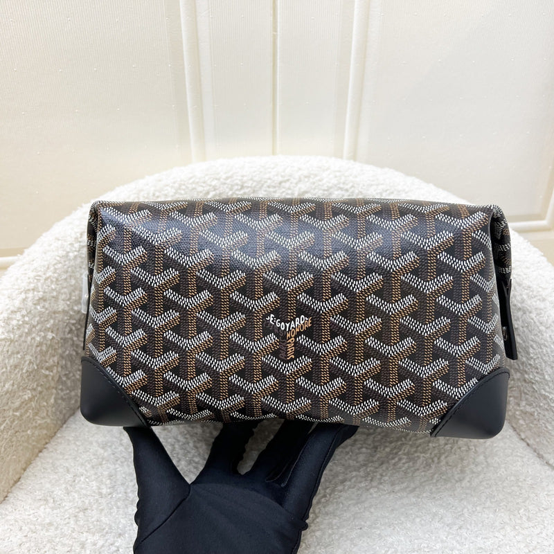 Goyard Bowling 25 Toiletry Pouch / Bag in Black Signature Goyardine Canvas and Black Leather