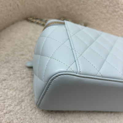 Chanel Classic Top Handle Small Vanity in 21K Baby Blue Lambskin LGHW