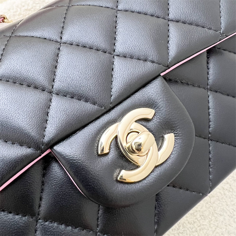 Chanel Top Handle Mini Rectangle Flap in Black and Pink Lambskin LGHW –  Brands Lover