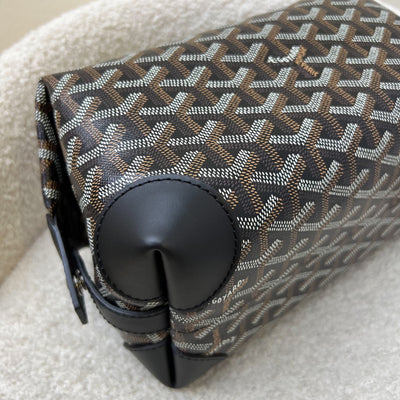 Goyard Bowling 25 Toiletry Pouch / Bag in Black Signature Goyardine Canvas and Black Leather