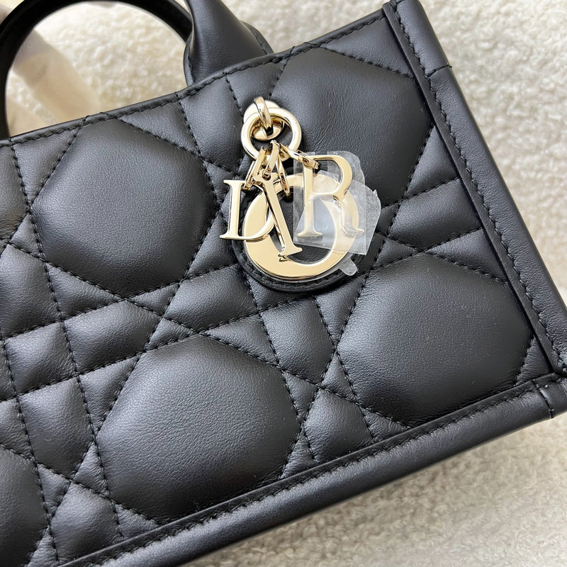 Dior Mini Book Tote in Black Macrocannage Lambskin and LGHW (Model: S5573OWHP)