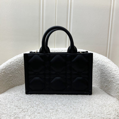 Dior Mini Book Tote in Black Macrocannage Lambskin and LGHW (Model: S5573OWHP)