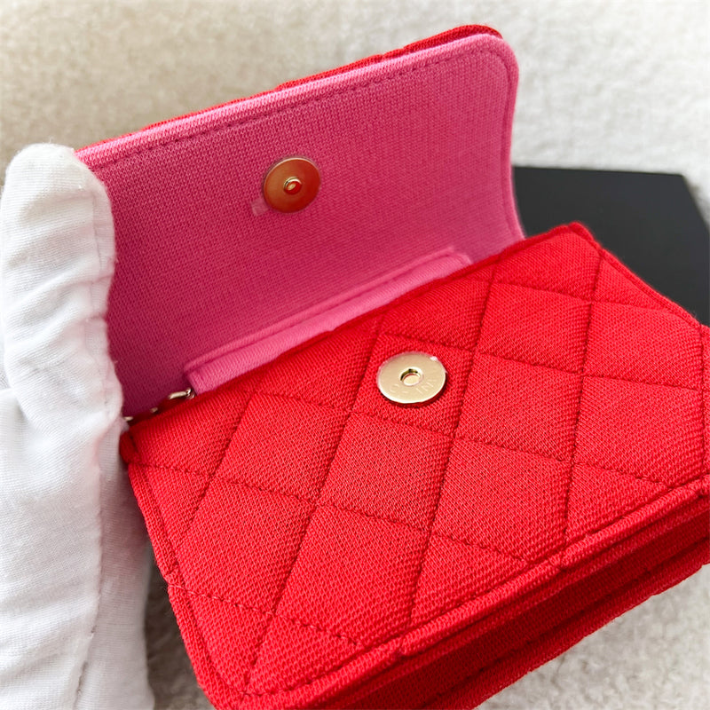 Chanel 2022 VIP Clutch on Chain in Red Jersey, Pink Interior and LGHW