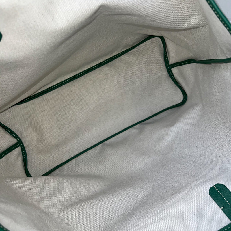 Goyard St Louis PM Tote in Green Signature Goyardine Canvas