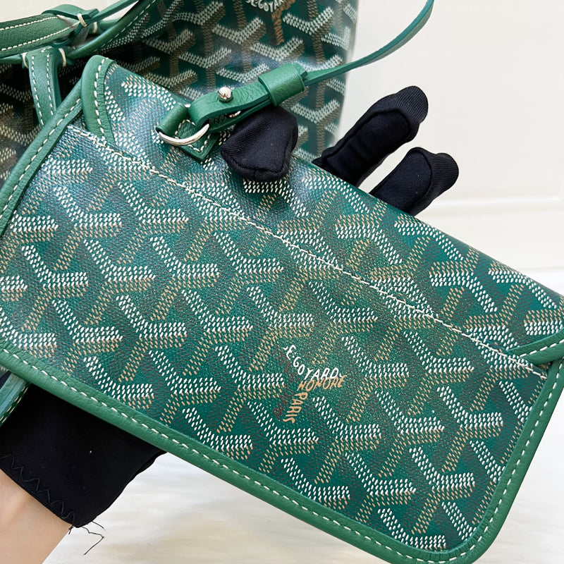 Goyard St Louis PM Tote in Green Signature Goyardine Canvas