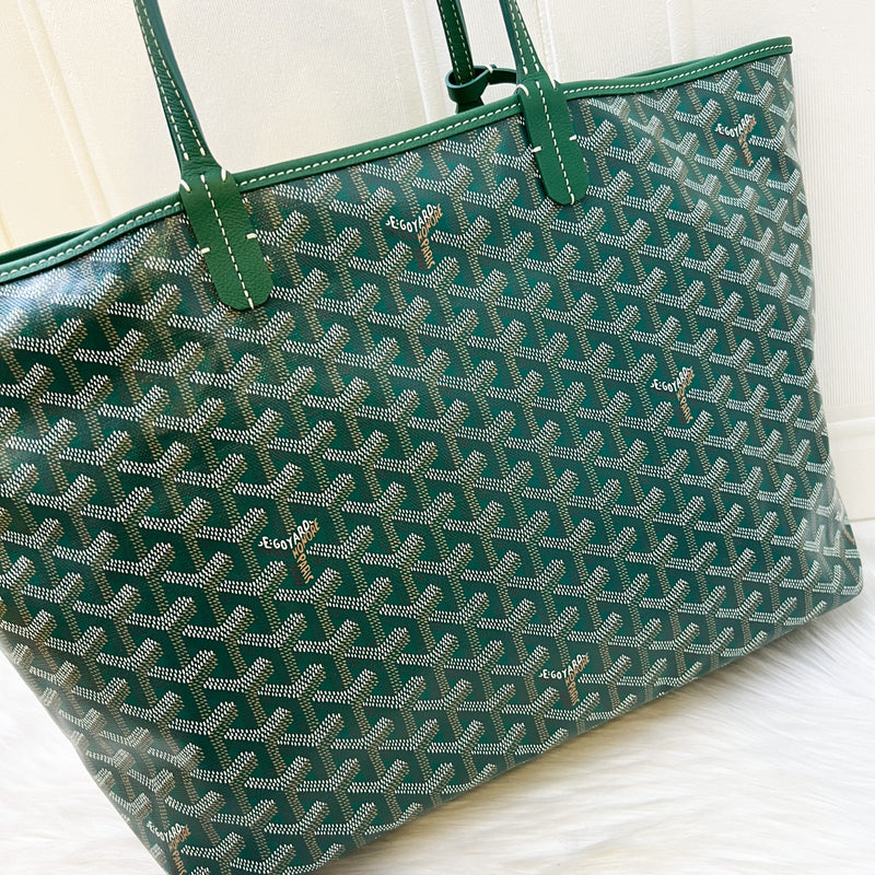 Goyard St Louis PM Tote in Green Signature Goyardine Canvas