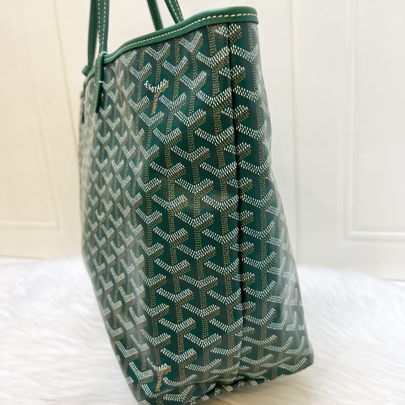 Goyard St Louis PM Tote in Green Signature Goyardine Canvas