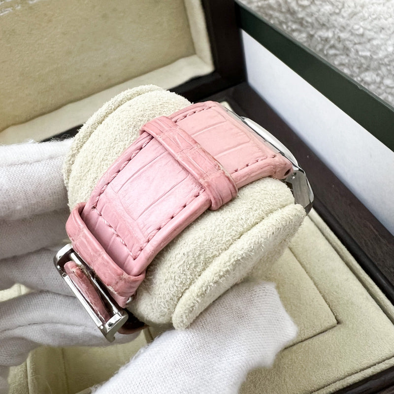 Audemars Vintage Piguet Royal Oak 33mm Lady Watch in Steel with Factory Set Diamond Bezel and Pink Crocodile Strap (Model: 67601ST.ZZ.D012CR.01)