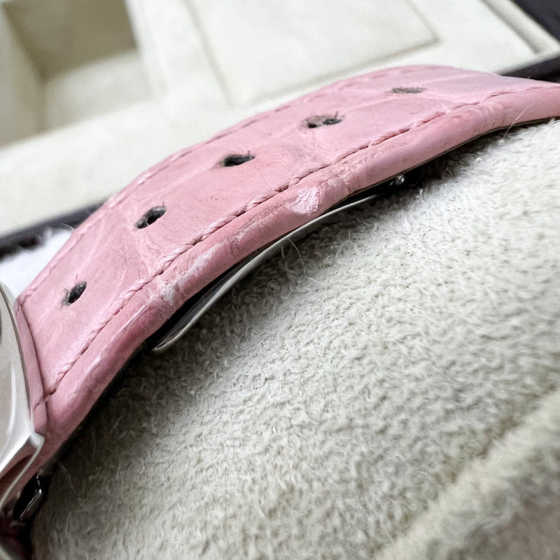 Audemars Vintage Piguet Royal Oak 33mm Lady Watch in Steel with Factory Set Diamond Bezel and Pink Crocodile Strap (Model: 67601ST.ZZ.D012CR.01)