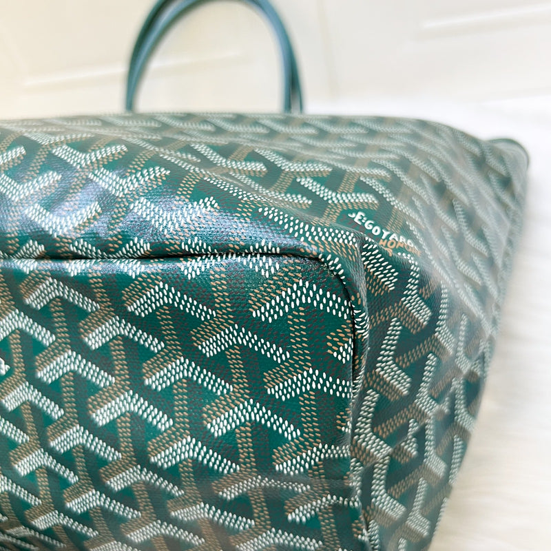 Goyard St Louis PM Tote in Green Signature Goyardine Canvas