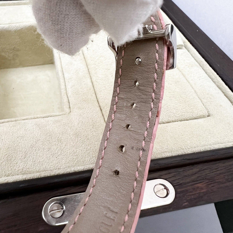 Audemars Vintage Piguet Royal Oak 33mm Lady Watch in Steel with Factory Set Diamond Bezel and Pink Crocodile Strap (Model: 67601ST.ZZ.D012CR.01)
