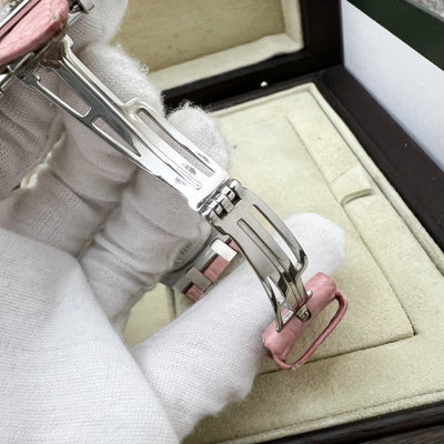 Audemars Vintage Piguet Royal Oak 33mm Lady Watch in Steel with Factory Set Diamond Bezel and Pink Crocodile Strap (Model: 67601ST.ZZ.D012CR.01)