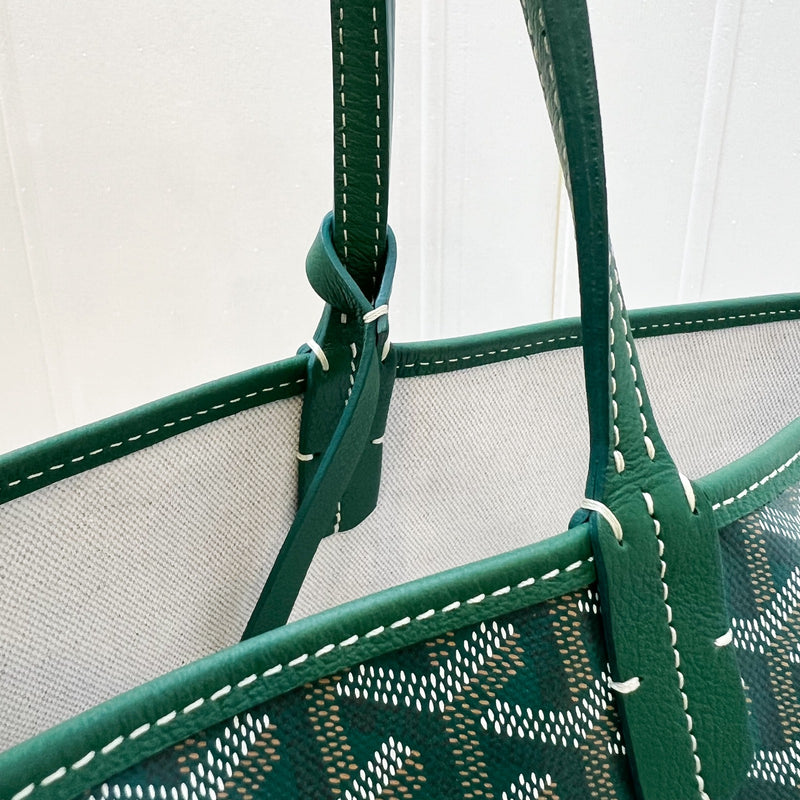 Goyard St Louis PM Tote in Green Signature Goyardine Canvas