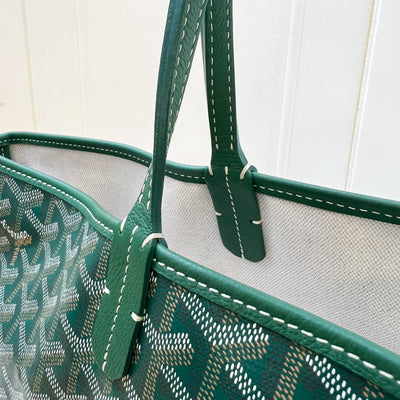 Goyard St Louis PM Tote in Green Signature Goyardine Canvas