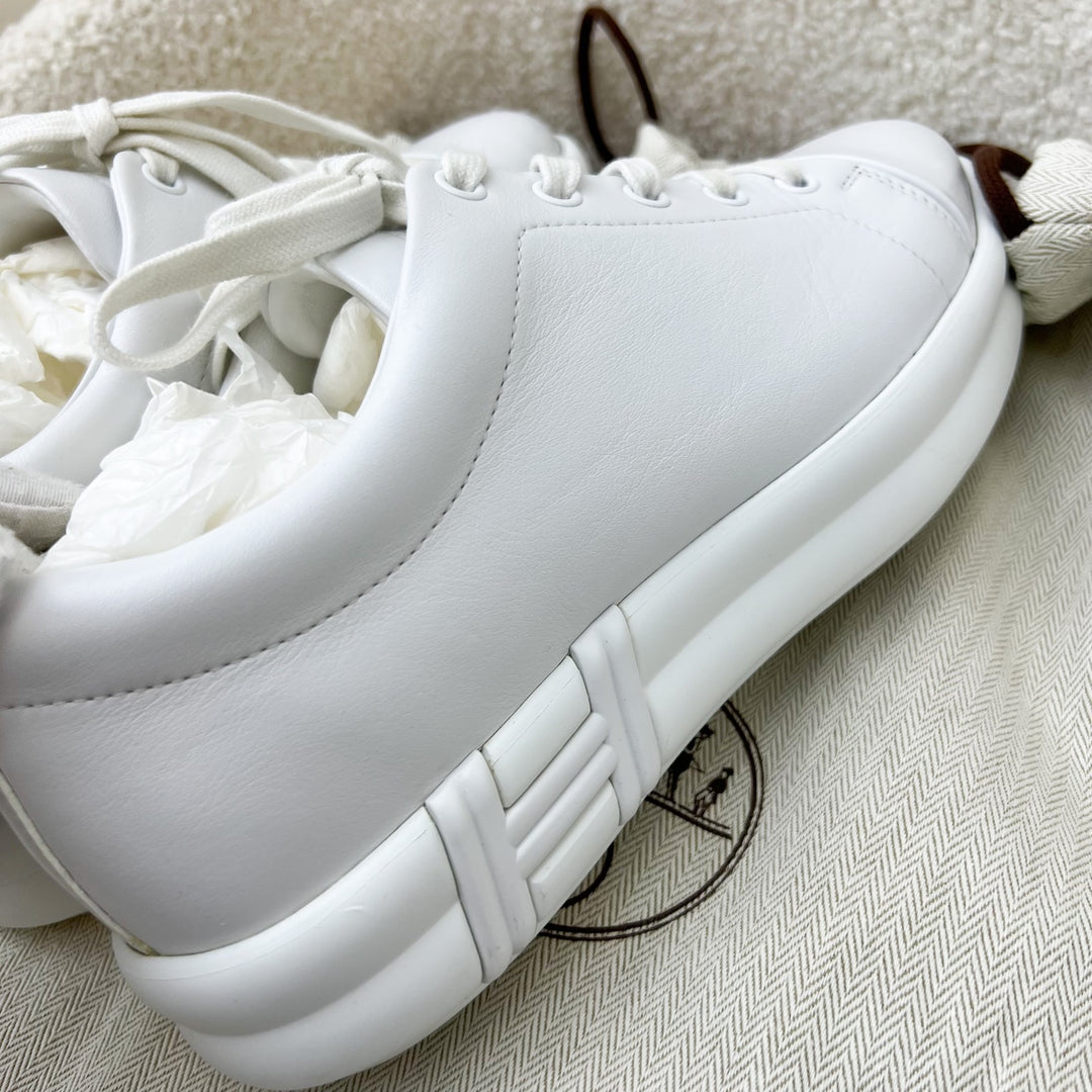 Hermes Happy Sneakers in White Leather Sz 38 – Brands Lover