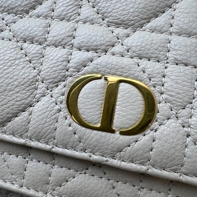 Dior Caro Wallet on Chain WOC / Belt Bag in White Calfskin and GHW