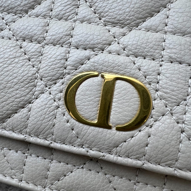 Dior Caro Wallet on Chain WOC / Belt Bag in White Calfskin and GHW