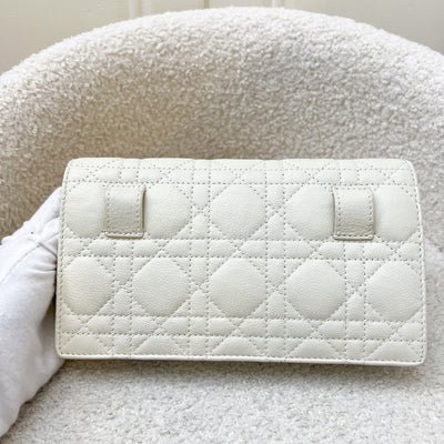 Dior Caro Wallet on Chain WOC / Belt Bag in White Calfskin and GHW