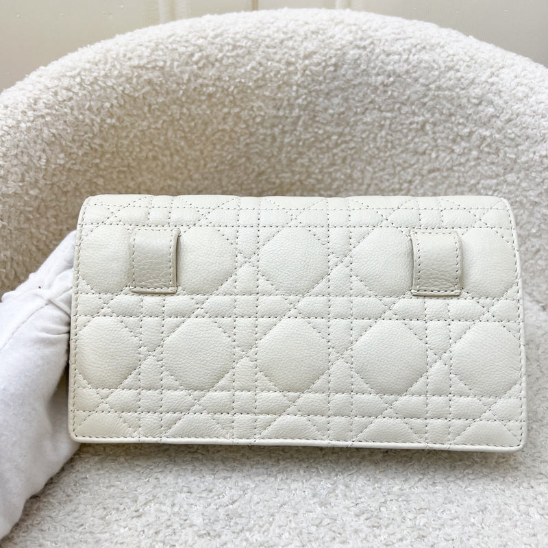 Dior Caro Wallet on Chain WOC / Belt Bag in White Calfskin and GHW