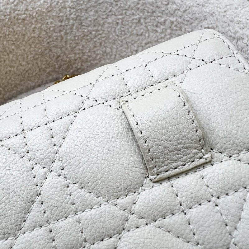 Dior Caro Wallet on Chain WOC / Belt Bag in White Calfskin and GHW