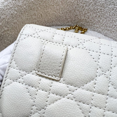 Dior Caro Wallet on Chain WOC / Belt Bag in White Calfskin and GHW