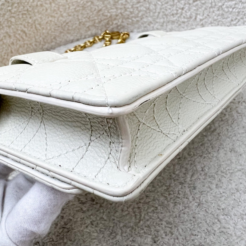 Dior Caro Wallet on Chain WOC / Belt Bag in White Calfskin and GHW