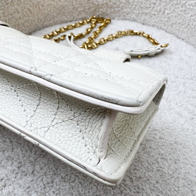 Dior Caro Wallet on Chain WOC / Belt Bag in White Calfskin and GHW