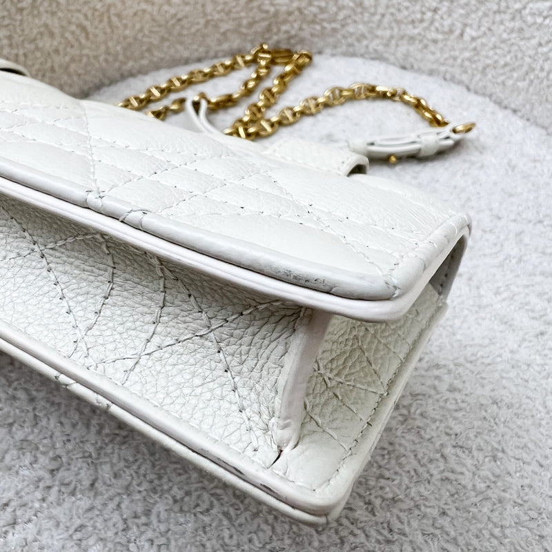 Dior Caro Wallet on Chain WOC / Belt Bag in White Calfskin and GHW