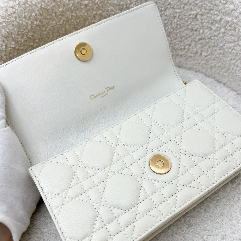 Dior Caro Wallet on Chain WOC / Belt Bag in White Calfskin and GHW