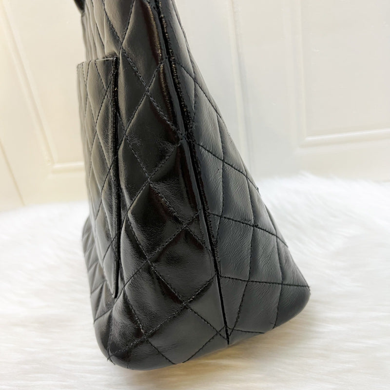 Chanel Vintage Medallion Tote in Black Glossy Calfskin and AGHW