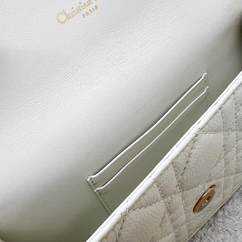 Dior Caro Wallet on Chain WOC / Belt Bag in White Calfskin and GHW