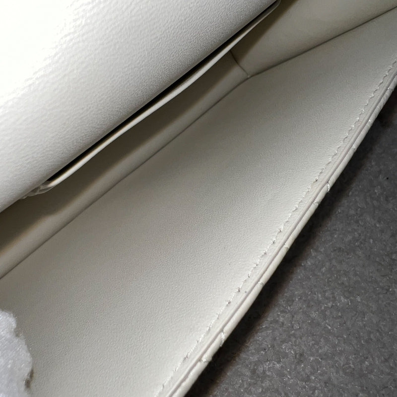 Dior Caro Wallet on Chain WOC / Belt Bag in White Calfskin and GHW