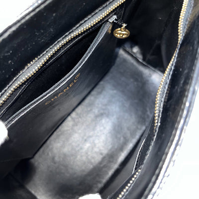 Chanel Vintage Medallion Tote in Black Glossy Calfskin and AGHW