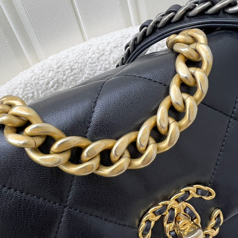 Chanel 19 Small Flap in Black Goatskin and 3-tone HW