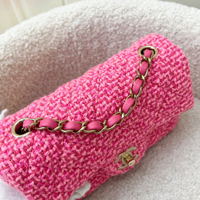 Chanel Classic Mini Rectangle Flap Bag in Pink Tweed and LGHW