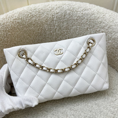 Chanel 25C Mini Clutch with Chain in White Caviar LGHW (Model: AP4423)