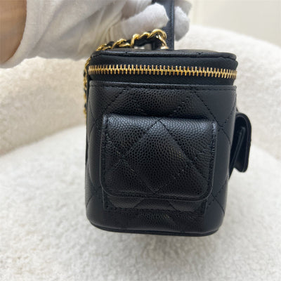 Chanel Multi Pocket Vanity Case Bag Black Caviar and LGHW