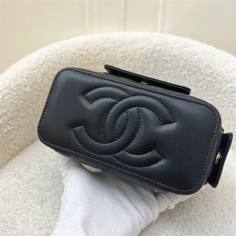 Chanel Multi Pocket Vanity Case Bag Black Caviar and LGHW